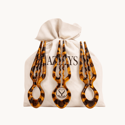 Nº1 Prestige HairPin – İmza Koleksiyonu | Doğal Amber (2+1'li Set) - Azelys™