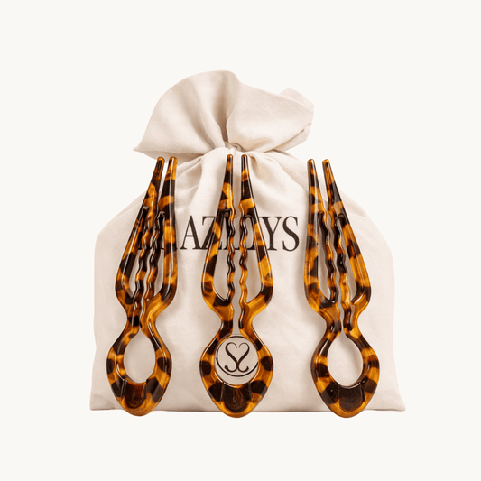 Nº1 Prestige HairPin – İmza Koleksiyonu | Doğal Amber (2+1'li Set) - Azelys™